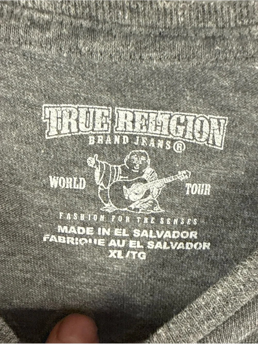 True Religion Gray Short Sleeve Tee with Red & Navy Graphic Mens XL